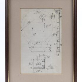 ETTORE BUGATTI: An original pencil drawing of a mechanical component understood to have been drawn by Ettore Bugatti