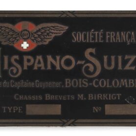 HISPANO SUIZA: Hispano Suiza nameplate bodywork badge