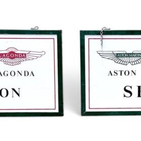 AML DISTRIBUTOR STEEL SIGN: One pair of factory distributors double sided steel signs marked ” RECEPTION AND SERVICE” circa 1980. Size 60cm x 30 cm